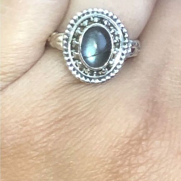 Labradorite Solitaire 925 Sterling Silver Ring Sz 7 - Picture 4 of 7